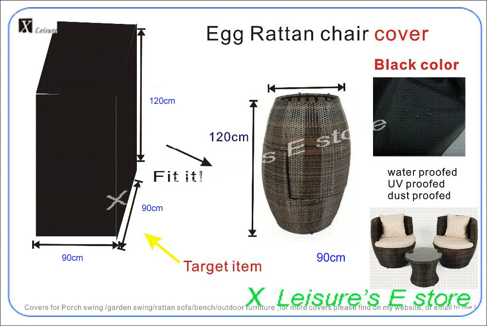 Free shipping,Furniture cover ,Egg rattan chair cover, H120xW90xL90cm ,Black color