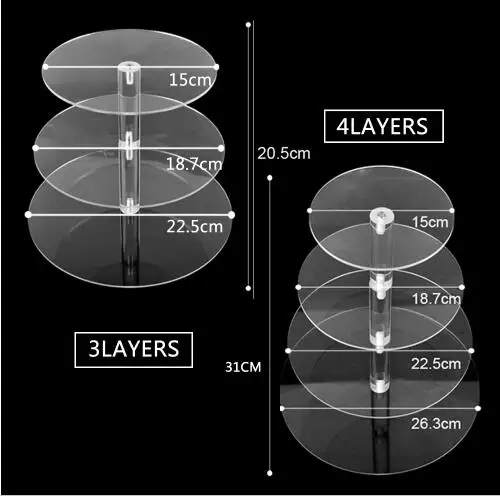 

Acrylic Wedding Stand Display Transparent Acrylic Cupcake Stand 3/4 Tier Clear Acrylic Cake Stand Set Round Cupcake Stand