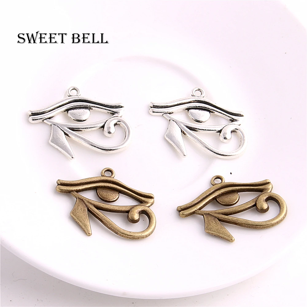 SWEET BELL 20pcs 26*32mm two color Rah Egypt Eye Of Horus Egyptian Charms Pendants for Necklace Bracelet Jewelry Making D6150