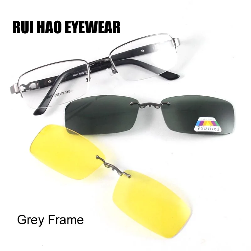 Large Eyeglasses Frame Magnetic Clip on Sunglasses Optical Spectacles Men Prescription Glasses Frames Yellow Sunglasses Clip