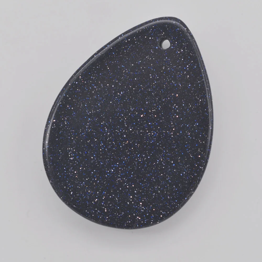 40x30MM Blue Sandstone Stone Bead Teardrop CAB Cabochon Hole Jewelry For Woman Gift Pendant H161