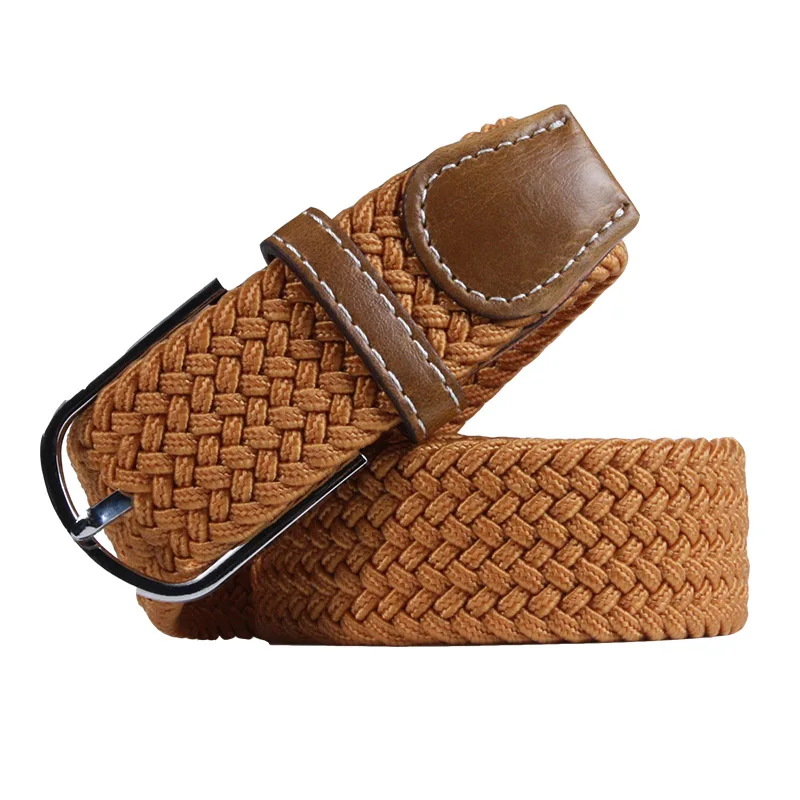 Unisex Multi Colors For Choosing Brand Male Knitted Pin Buckle Polyester Strap Women Elastic Braided Belts For Men And Women