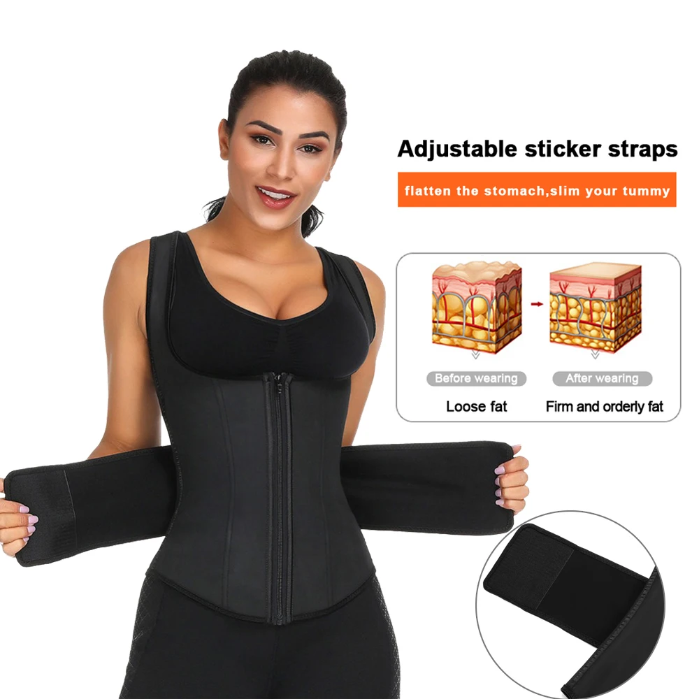 Cao Su Eo Huấn Luyện Áo Vest Áo Nén Cao Nữ Dây Kéo Tập Toàn Thân Underbust Eo Cincher Gen Nịt Bụng Định Hình