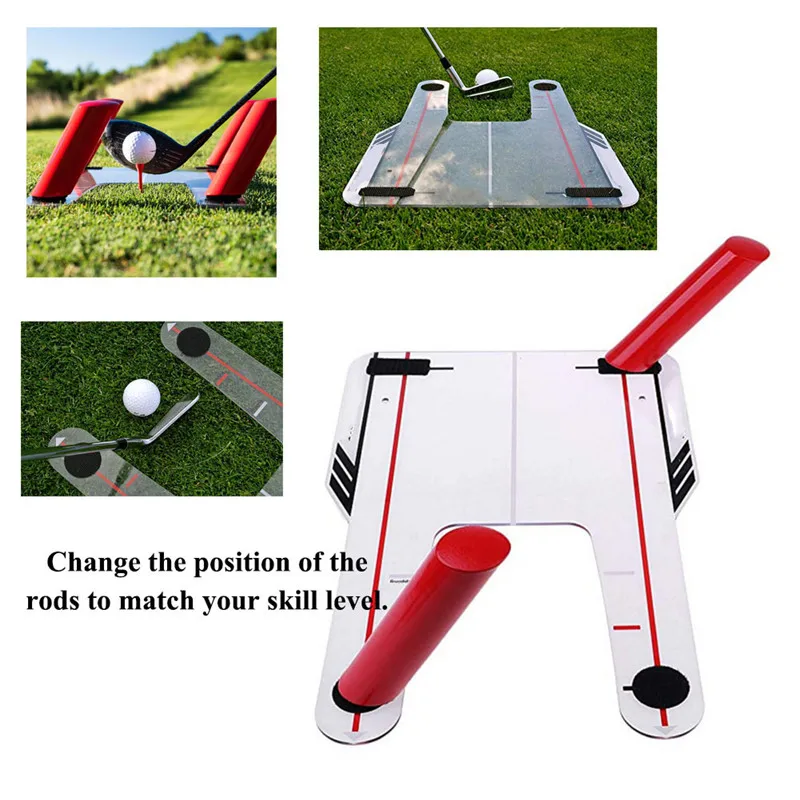 4 Red Speed Rods  Golf  Base Mirror Golf Swing Trainer Shape Shots Swing Practice Mirror With Carry Bag