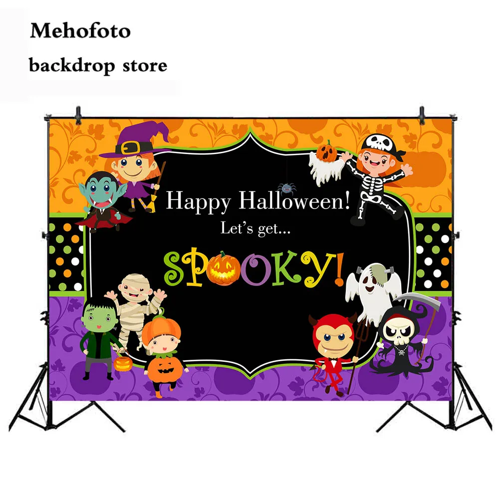 

Spooky Happy Halloween Photo Backdrop for Photography Let's Get More Funny Background Parties Supplies Props 987