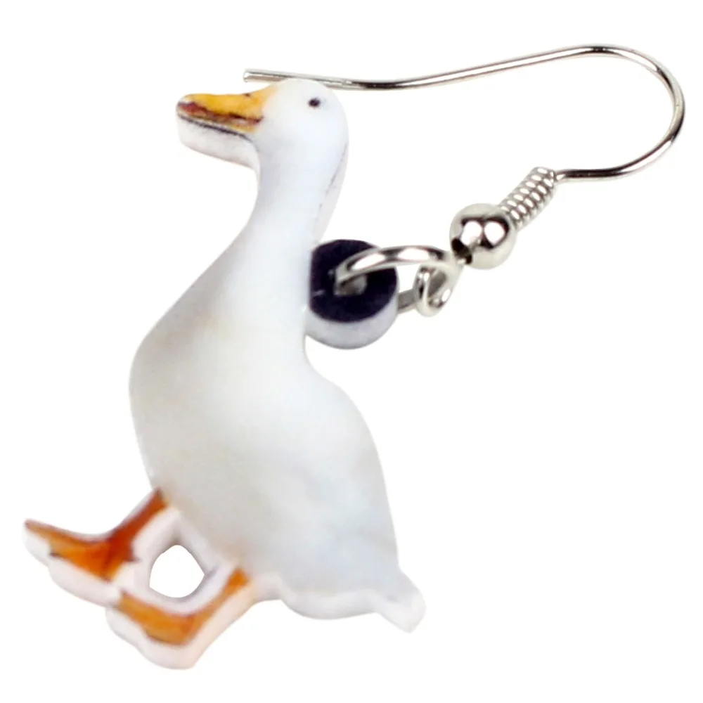 Bonsny Acrylic Snowy Duck Quacker Fowl Earrings Big Long Dangle Drop Novelty Farm Animal Jewelry For Women Girls Teens Wholesale