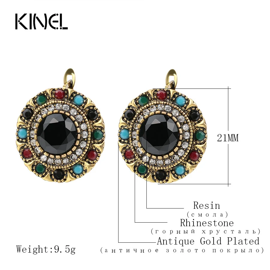 Kinel Hot Boho Antique Gold Color Earrings For Women Vintage Ethnic Bride Wedding Jewelry Party Gift Accessories