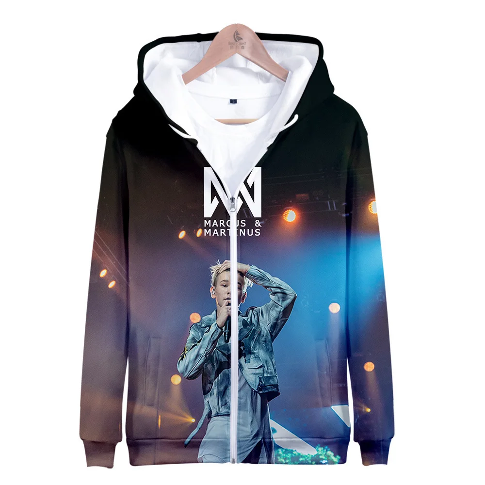 Marcus and Martinus 3D Print Women/men Hoodie Sweatshirt Long Sleeve Hooded Casual Sportwear Loose Zipper Pullover Warm Overcoat