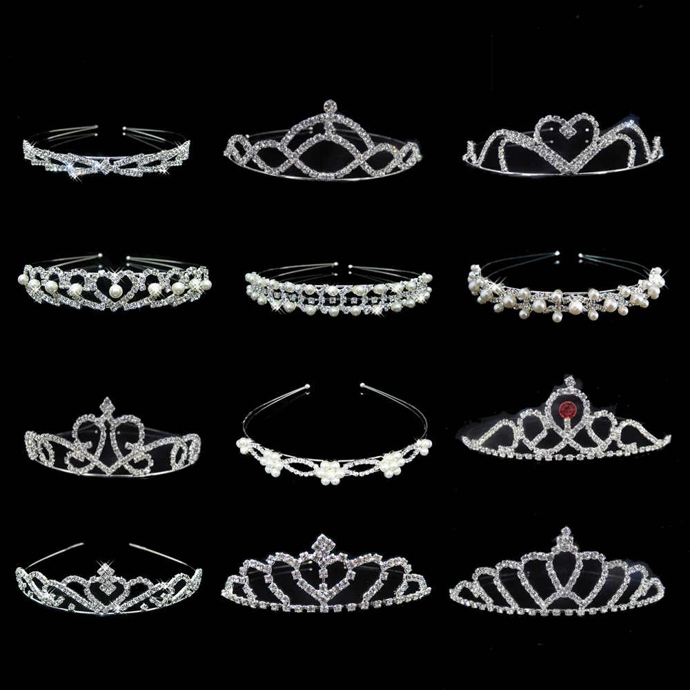 Carino Principessa Dei Capelli Dei Monili di Cerimonia Nuziale Tiara Per Le Donne Da Sposa Corone Accessori Per Capelli Perla Strass Fascia Delle