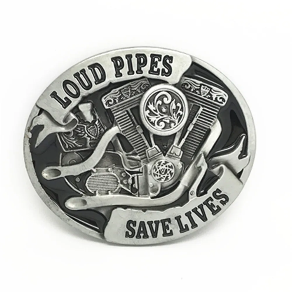 

LOUD PIPES SAVE LIVES Cowboy personality belt buckle for 4.0 belt buckle