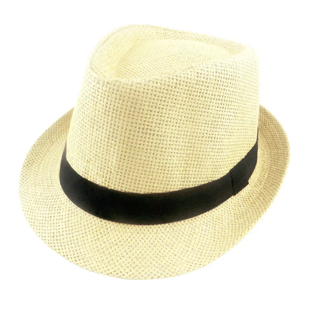 Summer Hats  Solid Straw Hat for Women and man Beach Fedoras Casual Panama Sun Hats Jazz Caps 6 Colors 60cm