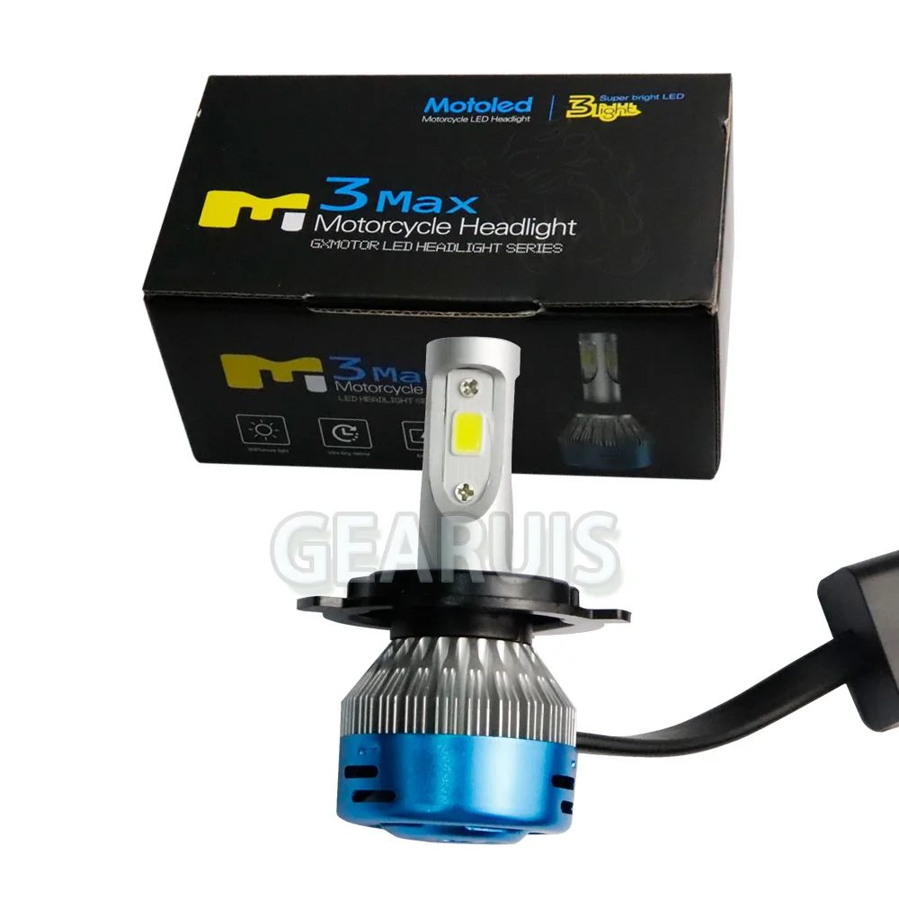 1 Set New Motorcycle LED Headlight H4 LED Bulb 3 COB Chips LED H4 HS1 PH7 H6 BA20D Bulb 40W 4000Lm Super Bright AC DC 12-80V