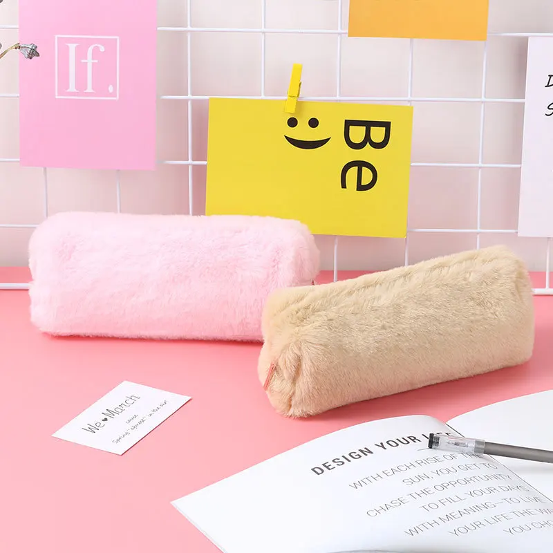 Cute fashion Plush Zipper Pencil Bag School Office Supplies Stationery Pouch Purse Storage Cute Makeup Bags Pencil Box