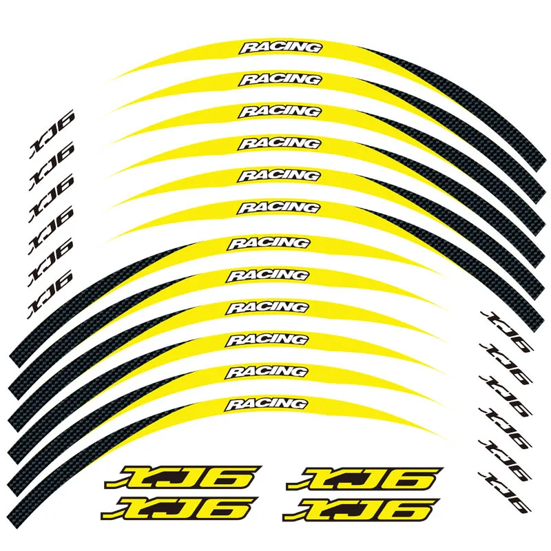 High quality Motorcycle front&Rear Edge Outer Rim Reflective Sticker 17inch Wheel Decals For YAMAHA XJ6