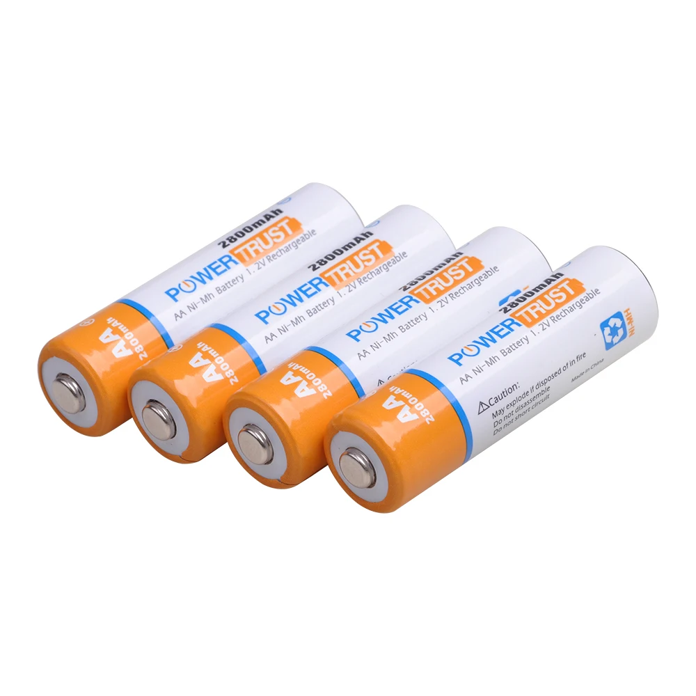 PowerTrust 8 Packs 2800mAh High-Capacity AA AAA NiMH Rechargeable Batteries for Calculator, MP3 Player, Electric Toys