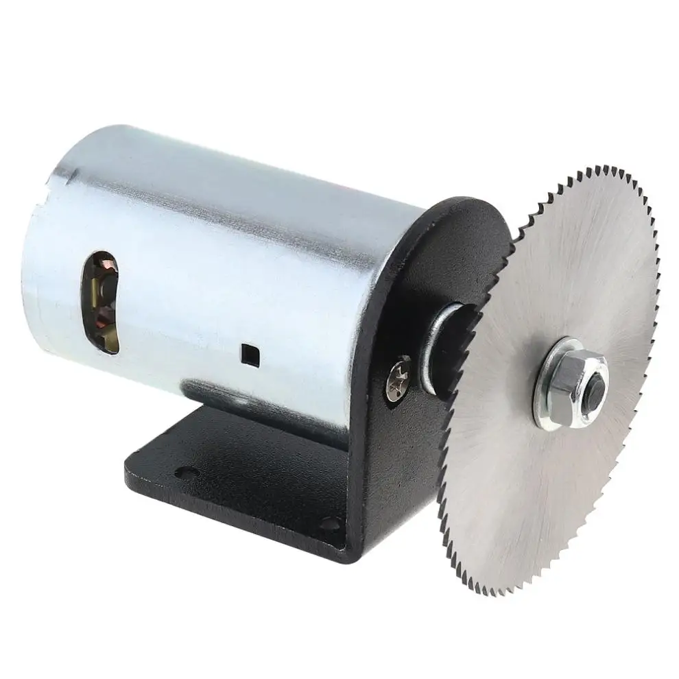 24V 555 모터 테이블 톱 키트, 볼 베어링 장착 브래킷 및 절단/연마/조각용 60mm 톱날 포함