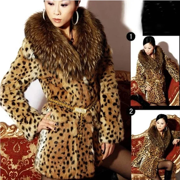 S - 5XL Women Winter Fake Fur Coats Plus Size 5XL 4XL Artificial Leopard print Sexiness Faux Fox Fur Coat Big Size