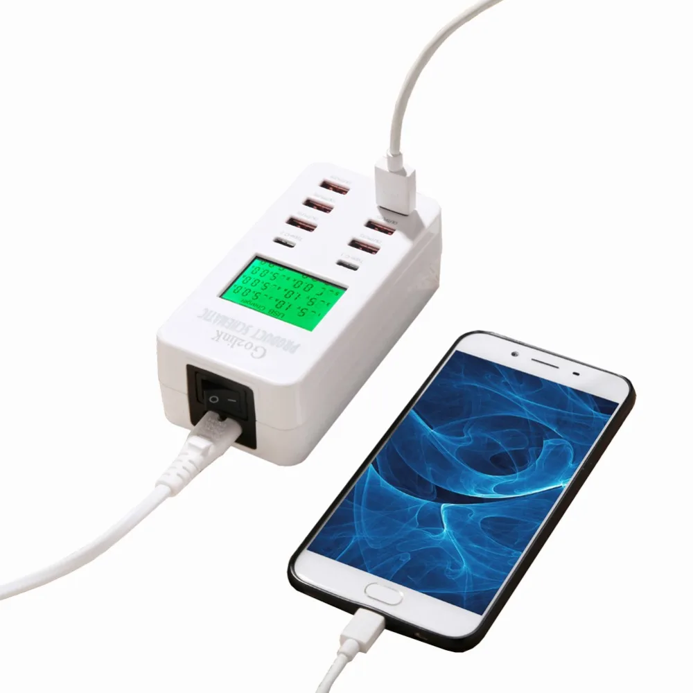 Multi Port USB Charger 35W Quick Charge 3.0 Type C LCD Display Charging For iPhone iPad Samsung Huawei Nexus USB-C Adapter