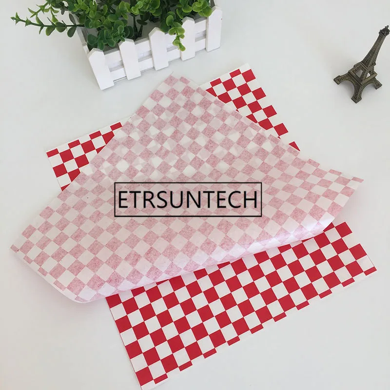 

3000pcs Greaseproof Checkered Wax Paper Baking Oil Paper Sandwich Packaging Food Wrappers Printed Wax Paper