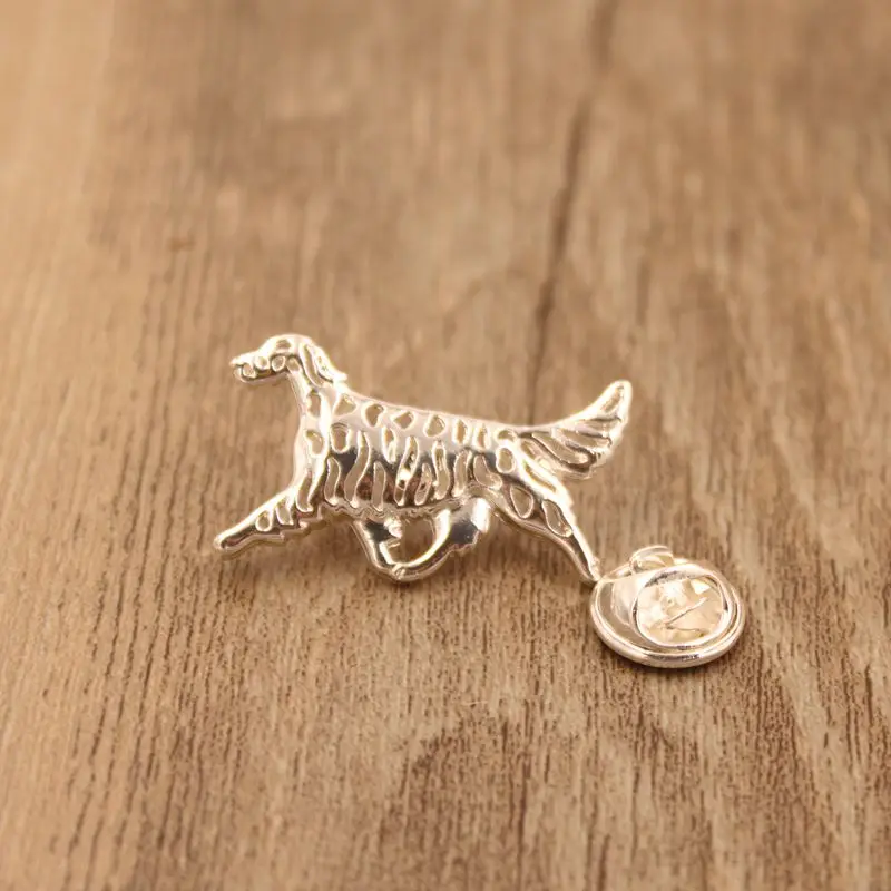 Mdogm English Setter Dog Animal Brooches And Pins Suit Cute Funny Small Father Collar Badges Gift For Male Men B162