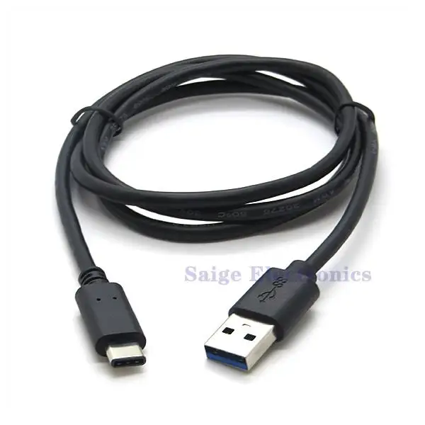 Black USB 3.1 Type C Male to 3.0 Type A Male Data Charging Cable for New Macbook