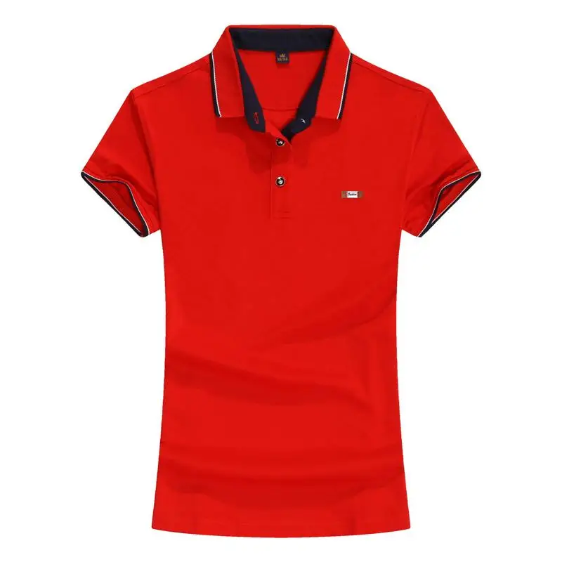 Fashion 2022 Summer Womens Short Sleeve polo Shirt Casual Fit Slim Polos Femmes Solid Color T-Shirt Lady Sports Tops