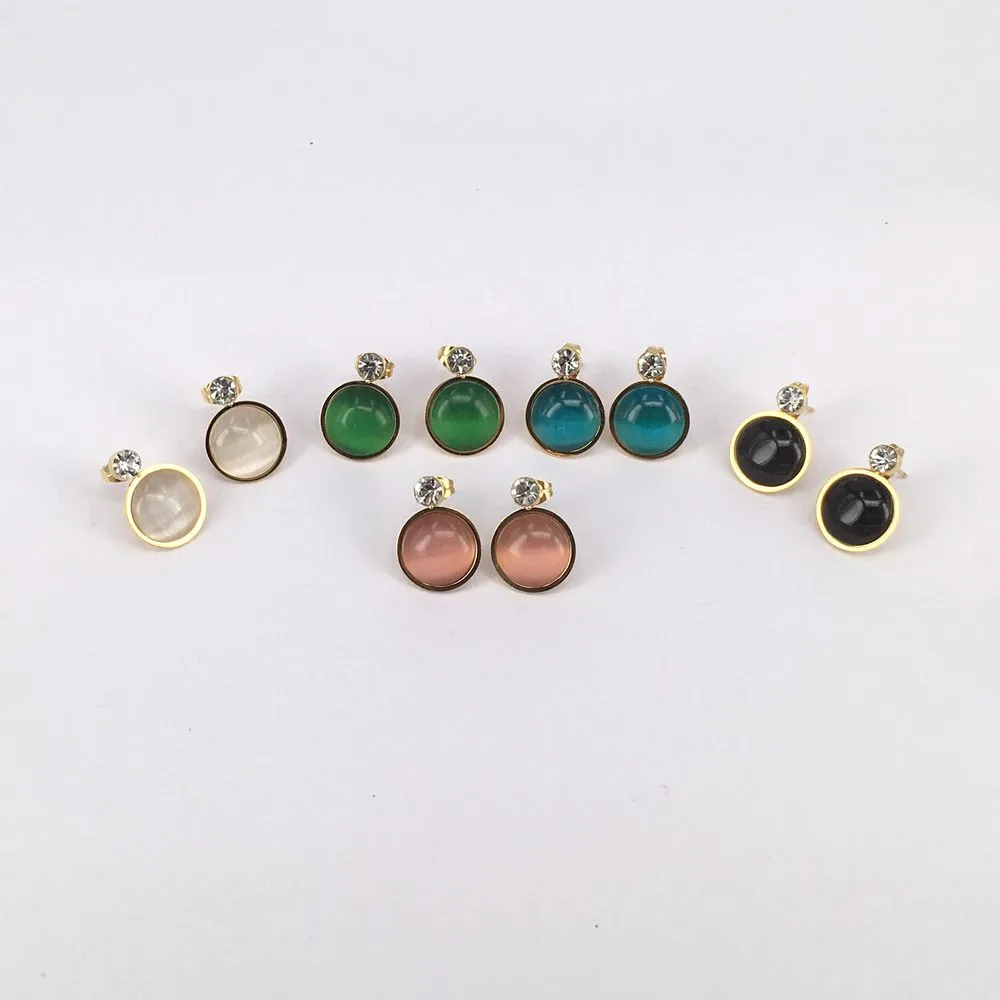 

HOT Saling Hight Quality Crystal Earrings Women Jewelry Brincos stainless steel Gold Colour Earring For Women Jewelry Wholesale