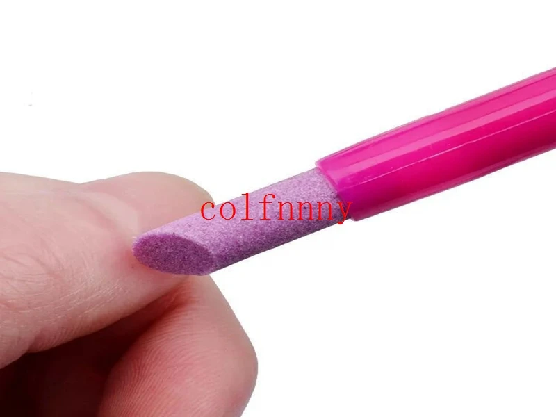 New arrive 1000pcs Women Nail File 2017 Hot Pink Nail Art Cuticle Remove Ceramic Rod Scrubs Cuticle Stick Stone Tools