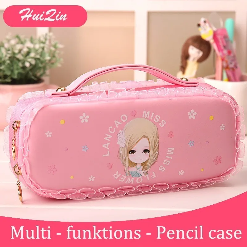 Flower language girl Series Pencil Case Big Capacity Pencil Bag Boy Girl Cartoon Box For Pens Double Zipper Cute Stationery