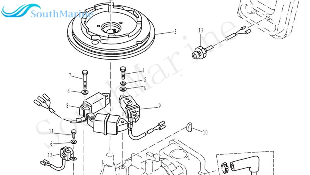 66M-85520-00 Charge Coil for Yamaha / 835399T for Mercury Marine Quicksilver 9.9HP 15HP T9.9 F9.9 F15 Outboard Engine