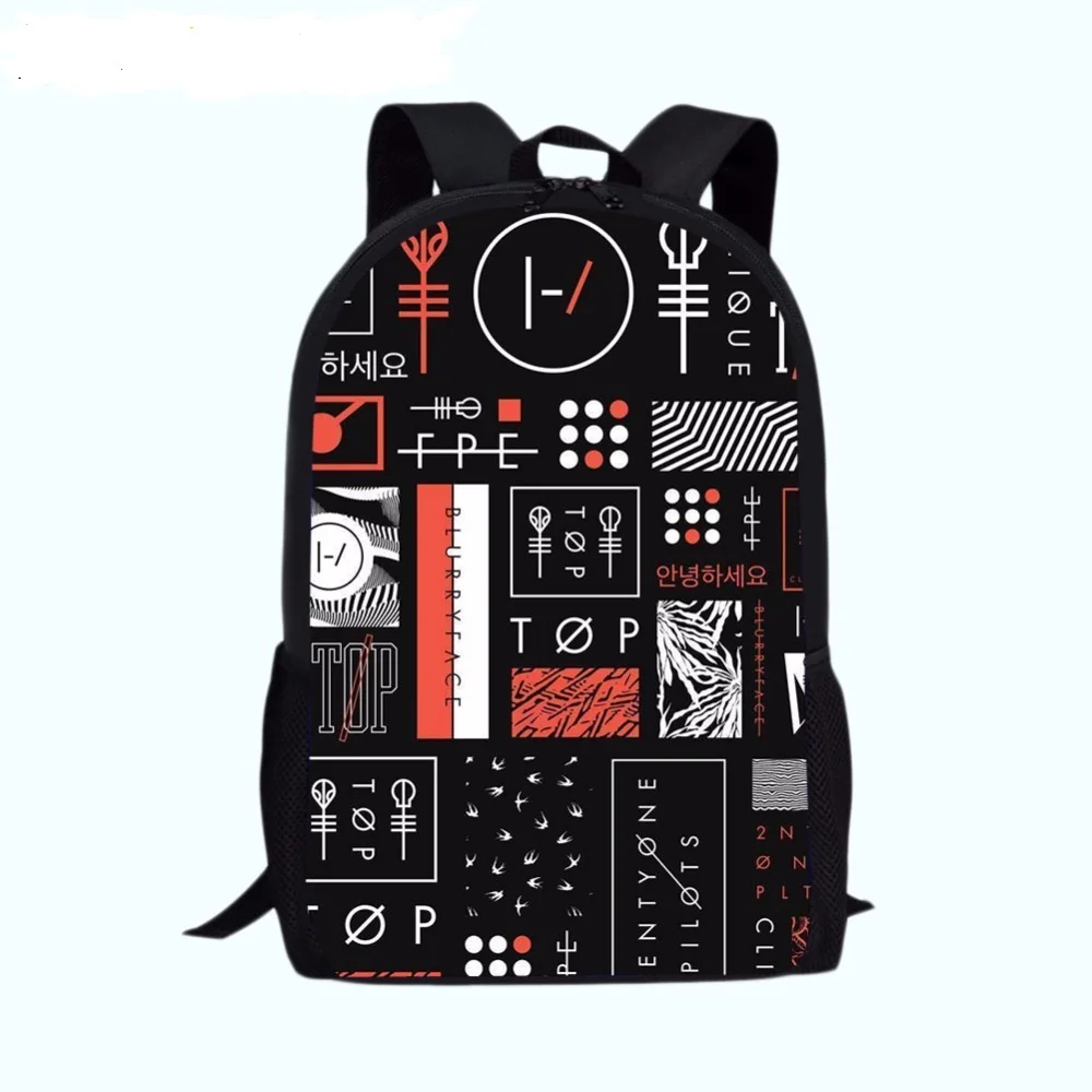 School Bags Twenty one pilots Backpacks rucksack black plecak Teenager Boys Girls Orthopedic Satchel wholesaleKids Bagpack