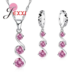 Newest Women Romantic Double S Design Jewelry Set 925 Sterling Silver Necklace Earring 3 Colors Fashion Pendant Sets