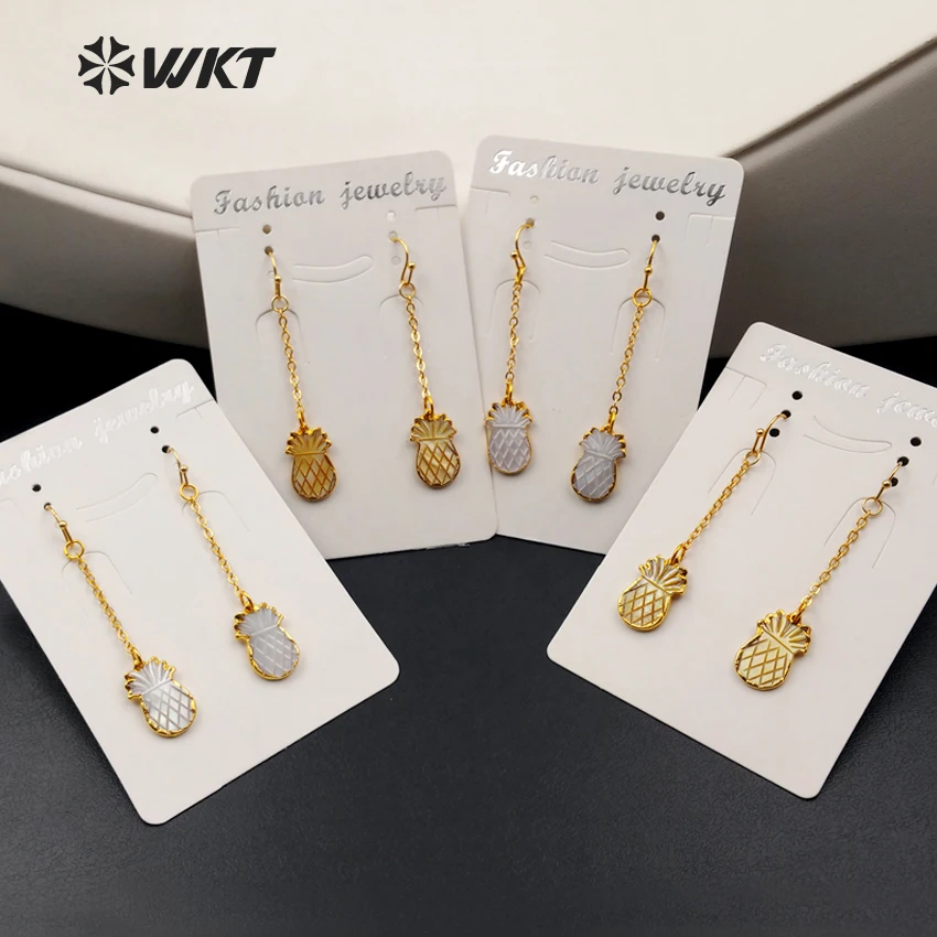 

WT-E374 WKT New Loverly Earring Shell Pinapple Earring With Brass Chain Connect Earring Women Fruits Earring