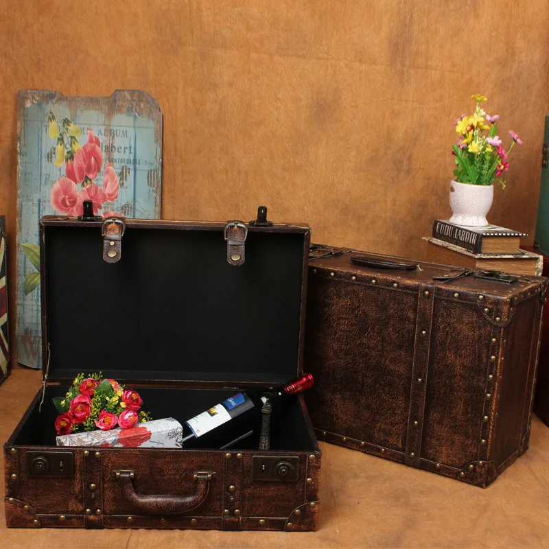 New retro suitcase storage box to do the old European-style wooden display box photography props wholesale home sorting boxes