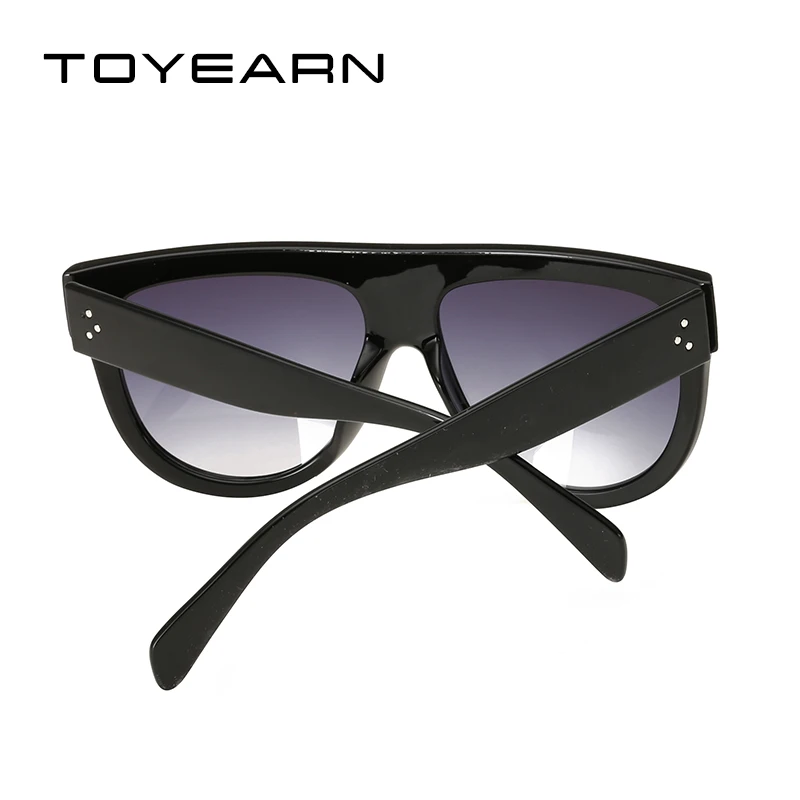 TOYEARN Fashion Brand Designer Vintage Flat Top Sunglasses Women Rivet Shades Sun Glasses For Female Gafas Oculos de sol UV400