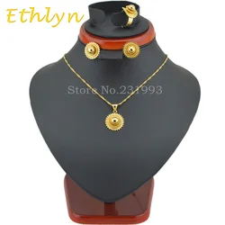 Ethly holesale Promotion Ethiopian jewelry sets  joias ouro Gold Color  Ethiopia Jewelry  African bridal  jewelry  sets S48B