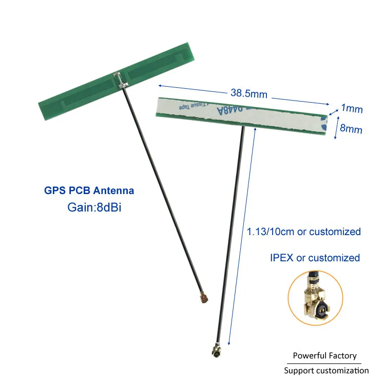 GPS PCB Antenna 8dbi 1575.4MhzRF1.13 Feeder IPEX 5PCS/Batch