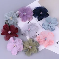 10PCS 8Colors Mini Chiffon Fabric Flower For Wedding Invitation Artificial Flowers For Dress Decoration