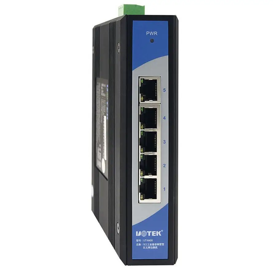 UT-6405 5 port industrial grade non-managed Ethernet switch 10/100Mbps auto negotiation full duplex half duplex Auto MDI/MDI-X