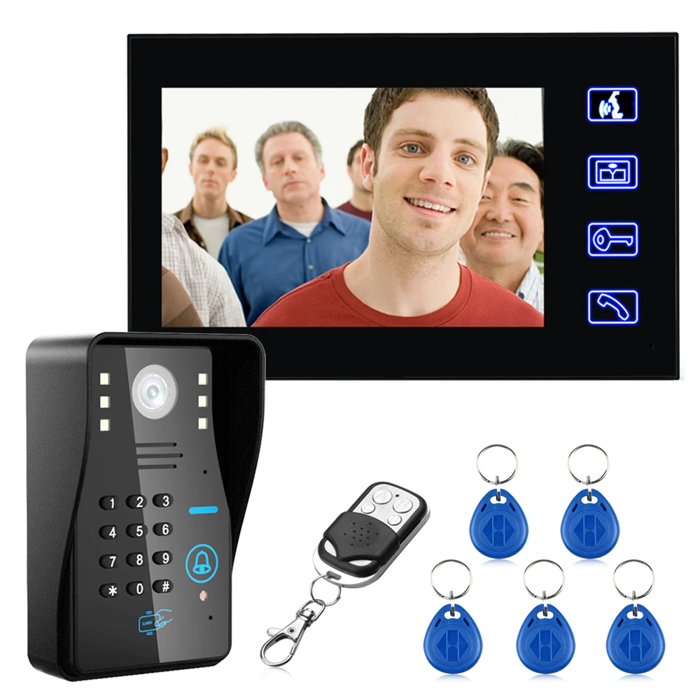 Home 7 Sistema de Intercomunicação por Vídeo com Senha Rfid Sistema de Vídeo e Câmera ir 1000 Sistema de Controle Remoto de Linha de tv Tela Touch