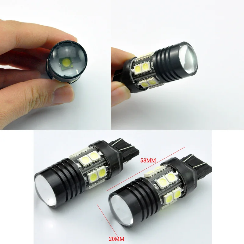 AutoEC T20 7443 7440 5050 12 smd  w21w w21/5w wy21w lens stop backup Front Turn Signals light white dc12v 100X #LD18