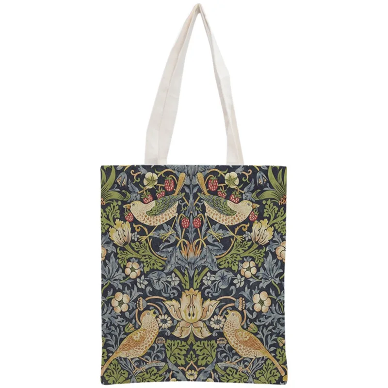 Custom William Morris Tote Bag Reusable Handbag Women Shoulder Foldable Cotton Canvas Shopping Bags