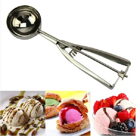 

4CM 5CM 6CM Kitchen Ice Cream Mash Potato Scoop Stainless Steel Spoon Spring Handle Kitchen Accessories Wholesale New Arrival