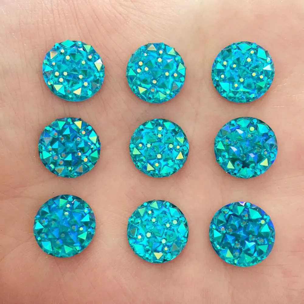 80PCS AB Resin shiny 12mm Round Flatback Rhinestone children scrapbook  DIY Ornaments Wedding applique SC36*2