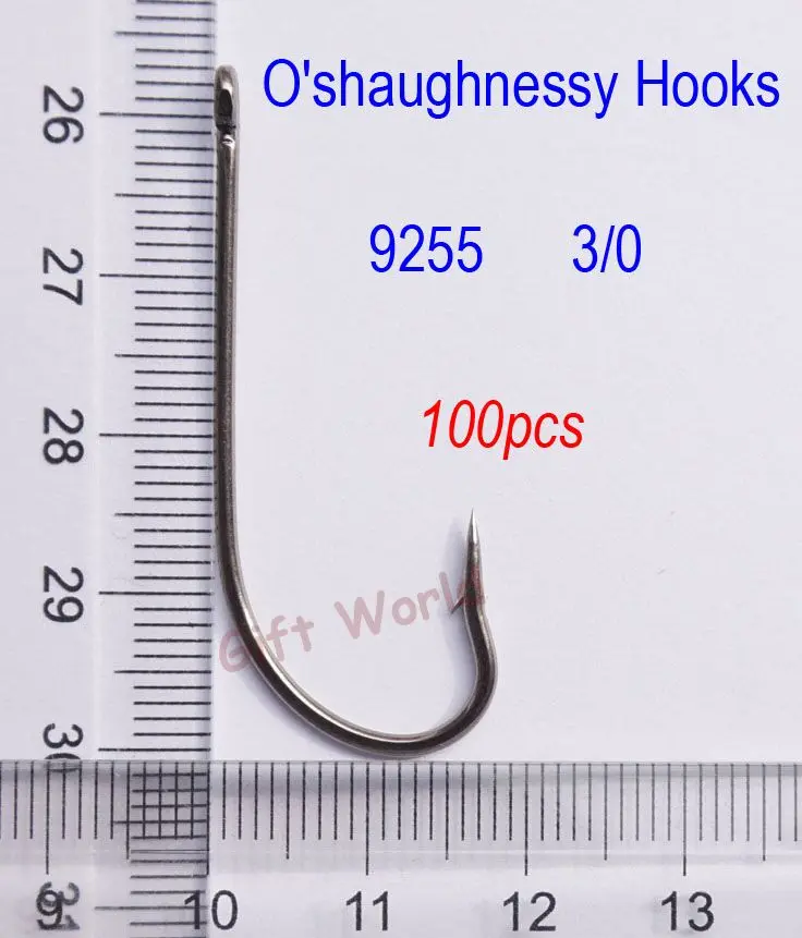 100pcs 3/0 High Carbon Steel Sharpened O'shaughnessy  Octopus Fishing Hooks with Black Coating offset fishhooks