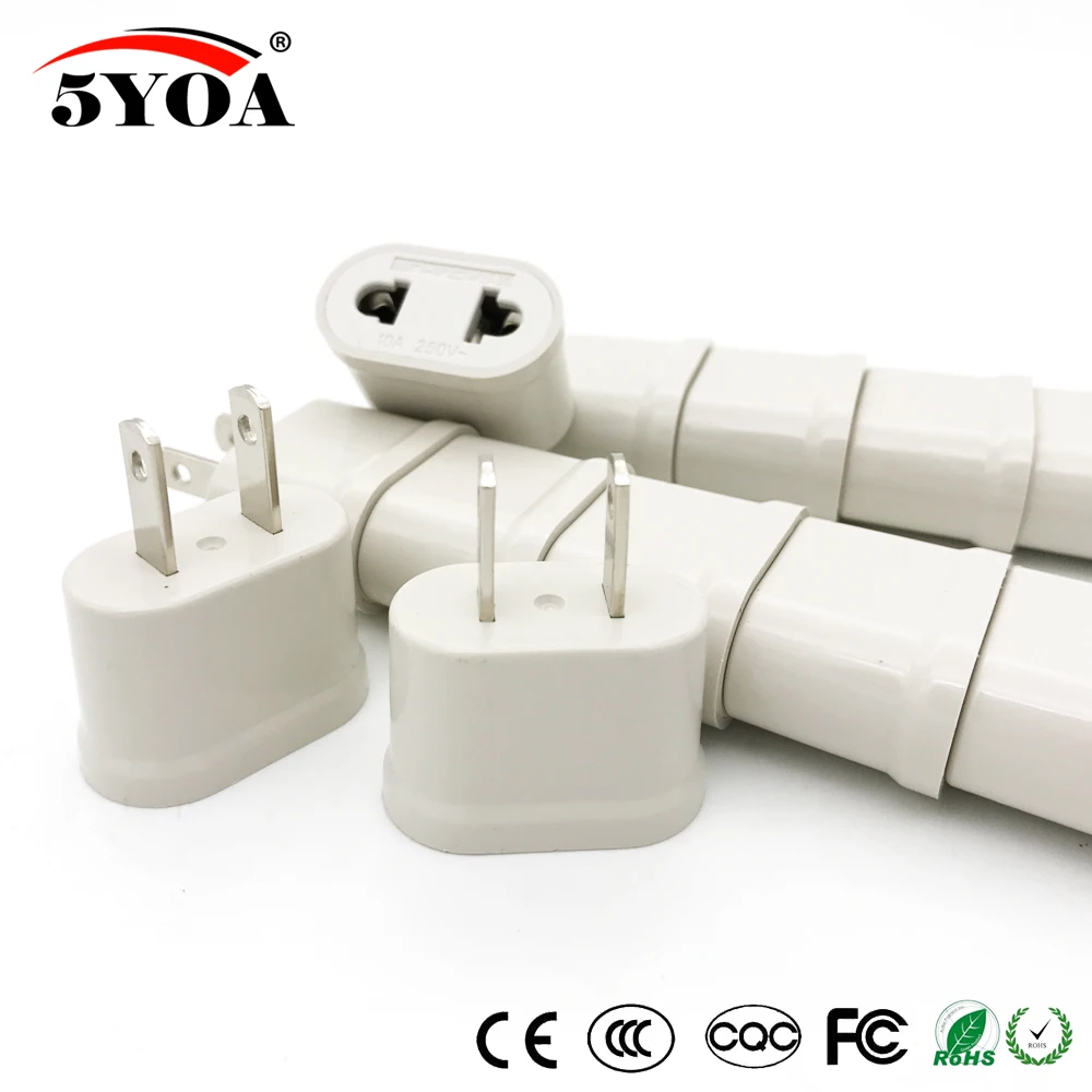 5YOA US USA EU EURO Europe Travel Power Plug Adapter Charger Converter USA converter White