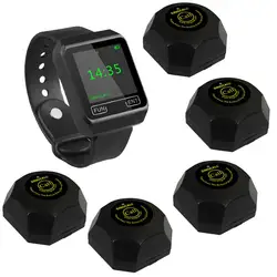 SINGCALL 1 Watch, 5 Guest Pagers Wireless Restaurant Calling Waiter System for Hotel, Hospital Coffee Shop