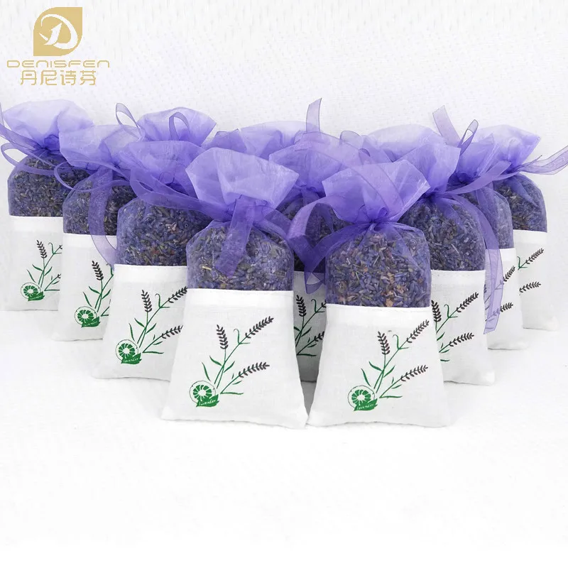 Denisfen Natural Dried Flowers Lavender Bud Sachet Decorative Flower Aromatic Air Fresh Living Room Drawer Car Office Decoration