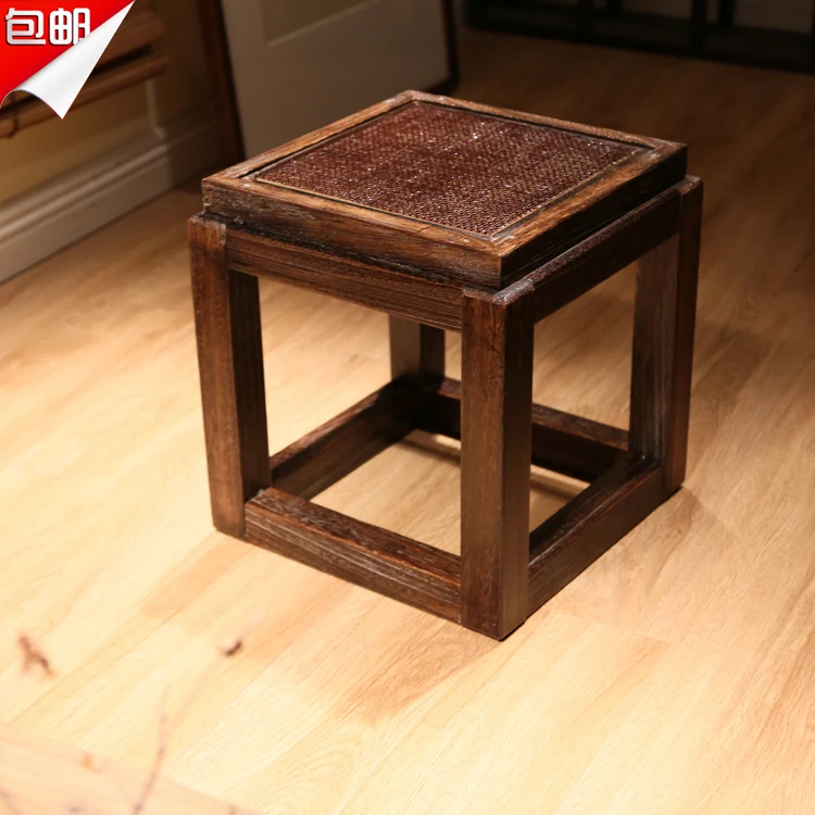 Special shipping Tong wood burning low stool stool changing his shoes stool Chinese small square living room coffee table imitat