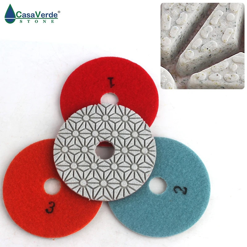 

DC-HFW3PP02 3pcs/set 4 Inch Dry or Wet 3 Step Polishing Pads for Granite,Marble and Engineered Stone